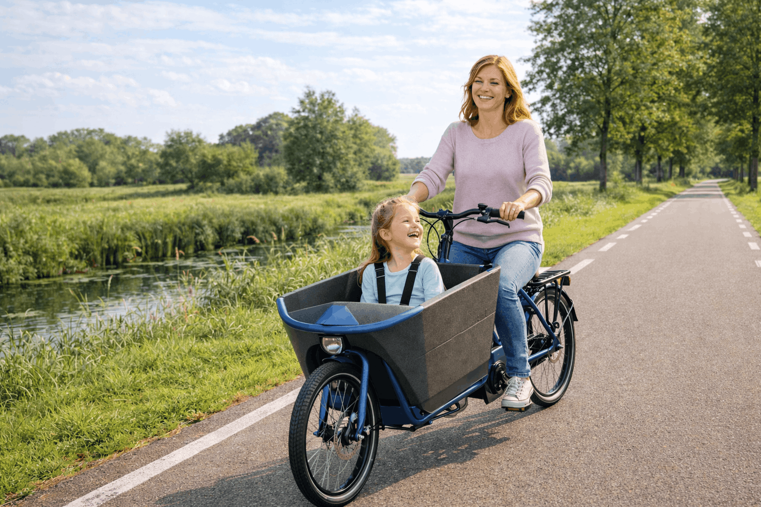 Moeder dochter op bakfiets