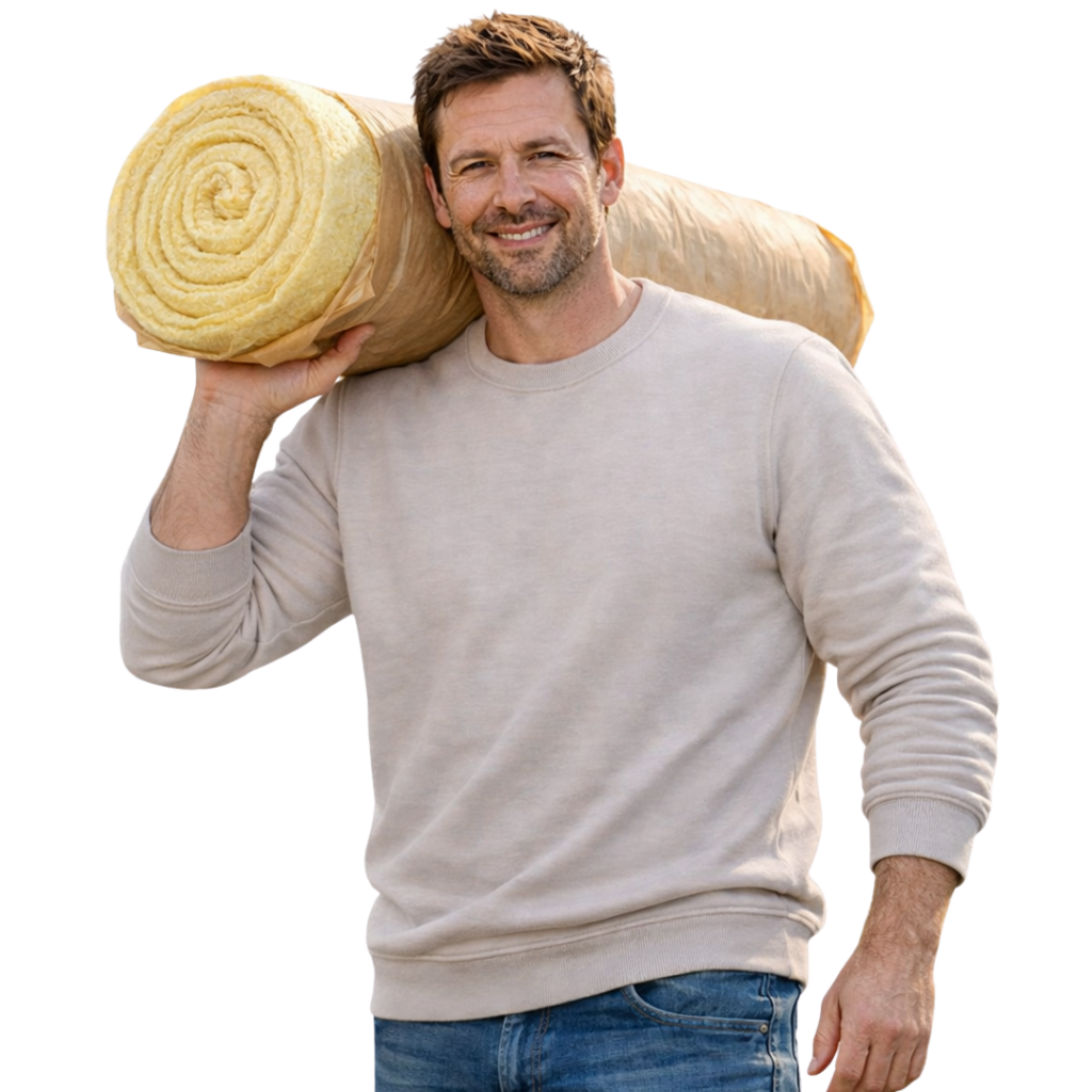 Man met isolatiemateriaal