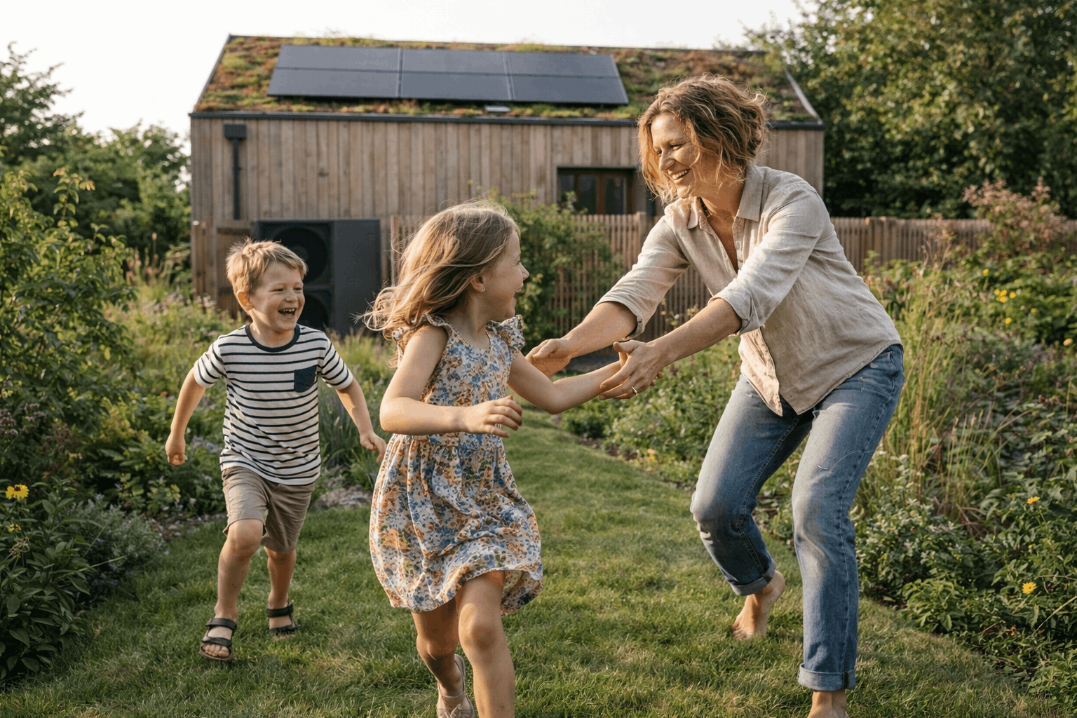 Gelukkig spel in de tuin